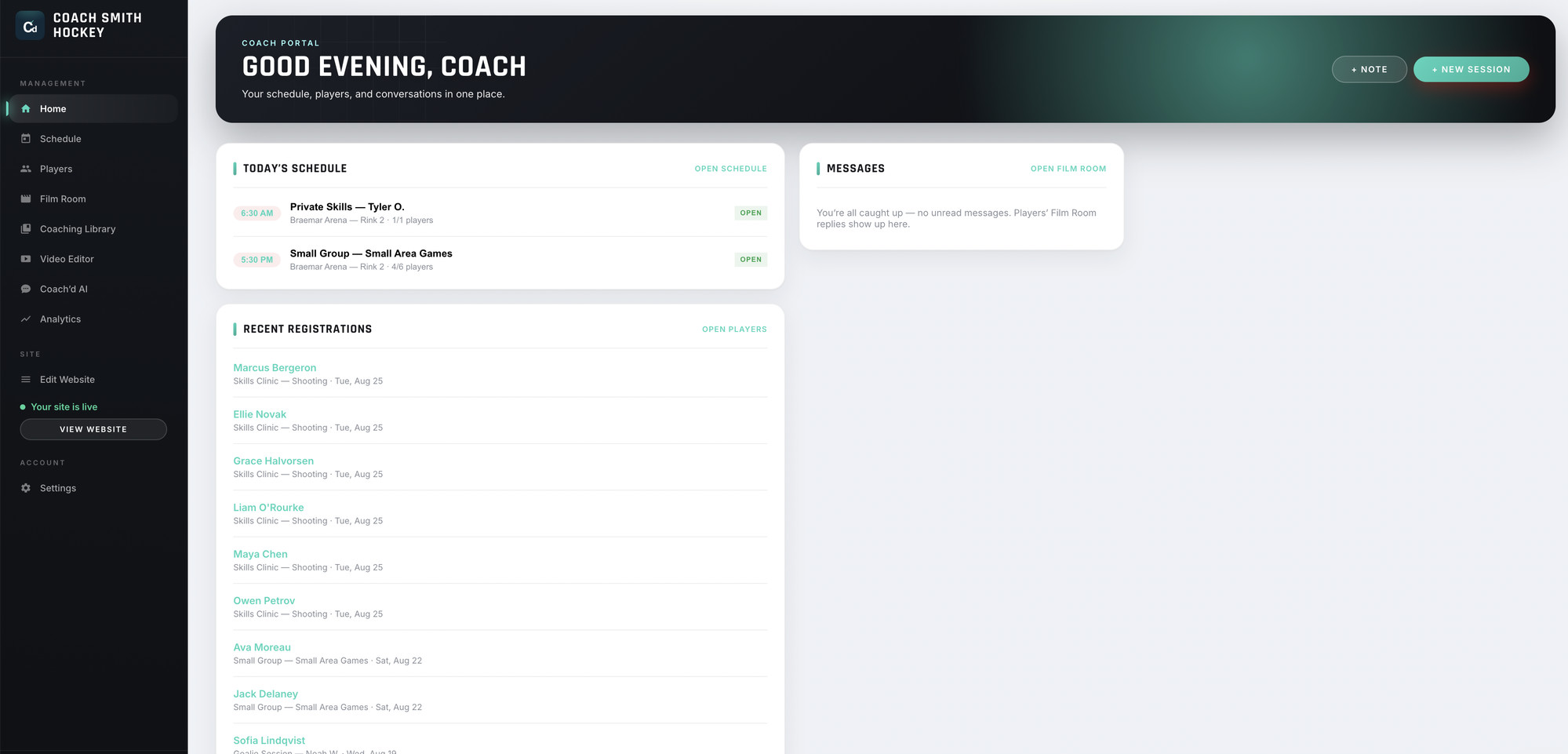 The Coach'd coach dashboard